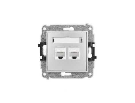ICON Mechanizm gniazda komputerowego podwójnego 2xRJ45, kat. 6, 8-stykowy srebrny metalik 7IGK-4