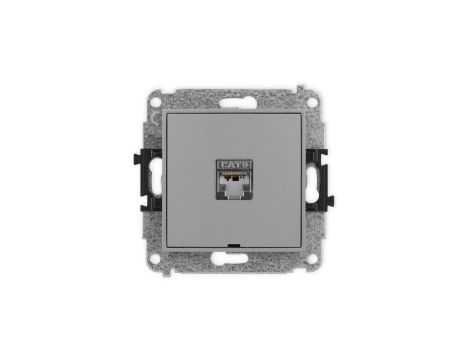 ICON Mechanizm gniazda komputerowego pojedynczego 1xRJ45, kat. 6, ekranowane, 8-stykowy, bez pola opisowego szary mat 27IGKBO-5