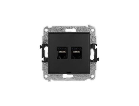 ICON Mechanizm gniazda komputerowego podwójnego 2xRJ45, kat. 6A, 8-stykowy, bez pola opisowego czarny mat 12IGKBO-8