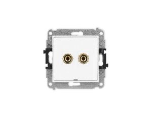 ICON Mechanizm gniazda głośnikowego poj., bez opisu (banan - czerwony i czarny, pozłacany, 4 mm2, do lutowania) biały IGGBO-3