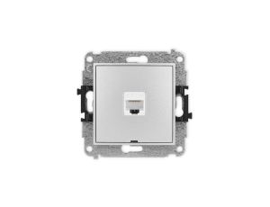 ICON Mechanizm gniazda komputerowego pojedynczego 1xRJ45, kat. 6, 8-stykowy, bez pola opisowego srebrny metalik 7IGKBO-3