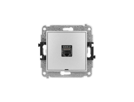 ICON Mechanizm gniazda komputerowego pojedynczego 1xRJ45 kat. 7, ekranowane, 8-styk, bez pola opisowego srebrny metalik 7IGKBO-9