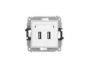 ICON Mechanizm gniazda podwójnego 2xUSB A-A 2.0 biały mat 25IGUSB-2
