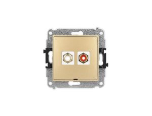 ICON Mechanizm gniazda podwójnego RCA, bez pola opisowego (typu cinch - biały i czerwony, pozłacany) złoty 29IGRCABO-2