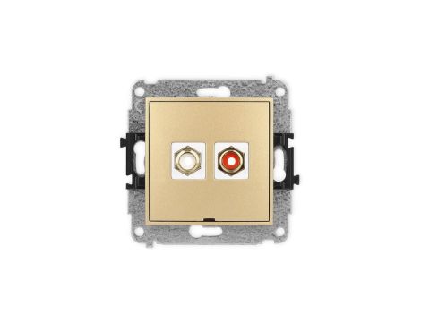 ICON Mechanizm gniazda podwójnego RCA, bez pola opisowego (typu cinch - biały i czerwony, pozłacany) złoty 29IGRCABO-2