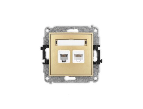 ICON Mechanizm gniazda telefonicznego poj. 1xRJ11 + komputerowego poj. 1xRJ45, kat. 5e, 8-styk, beznarzędziowe złoty 29IGTK