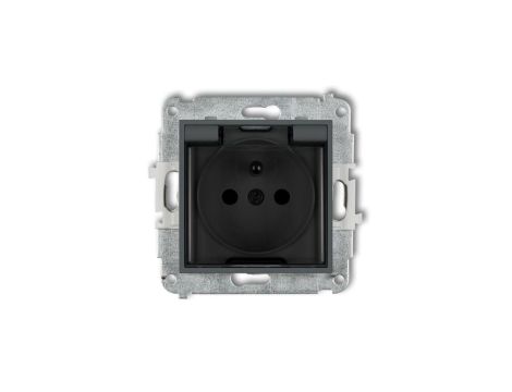 ICON Mechanizm gniazda bryzgoszczelnego z uziemieniem 2P+Z (klapka dymna, przesłony torów prądowych) grafitowy mat 28IGPB-1zdp