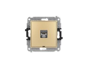 ICON Mechanizm gniazda komputerowego pojedynczego 1xRJ45, kat. 5e, ekranowane, 8-stykowy, bez pola opisowego złoty 29IGKBO-1e