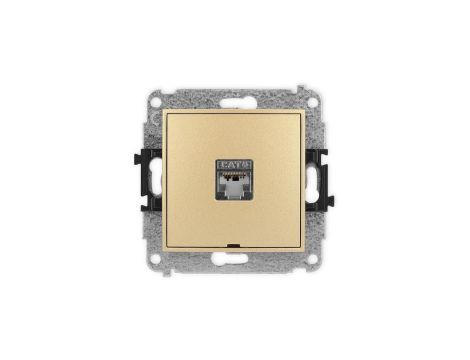 ICON Mechanizm gniazda komputerowego pojedynczego 1xRJ45, kat. 5e, ekranowane, 8-stykowy, bez pola opisowego złoty 29IGKBO-1e