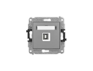 ICON Mechanizm gniazda pojedynczego USB A-B 2.0 szary mat 27IGUSB-3