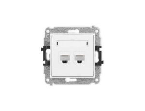ICON Mechanizm gniazda komputerowego podwójnego 2xRJ45, kat. 6A, 8-stykowy biały mat 25IGK-8