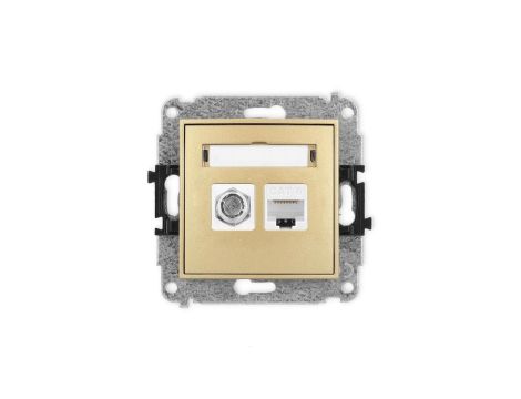 ICON Mechanizm gniazda antenowego poj. typu F (SAT) + gniazda komp. poj. 1xRJ45, kat. 6, 8-stykowy złoty 29IGFK-3