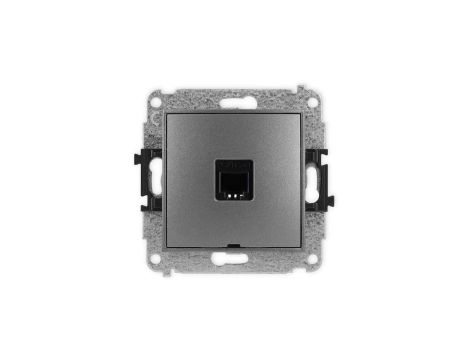 ICON Mechanizm gniazda telefonicznego pojedynczego 1xRJ11, 4-stykowy, beznarzędziowe, bez pola opisowego grafitowy 11IGTBO-1