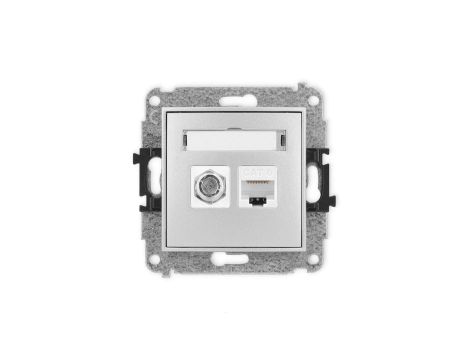 ICON Mechanizm gniazda antenowego poj. typu F (SAT) + gniazda komp. poj. 1xRJ45, kat. 6, 8-stykowy srebrny metalik 7IGFK-3