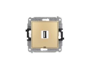 ICON Mechanizm gniazda pojedynczego USB A-A 2.0, bez pola opisowego złoty 29IGUSBBO-1