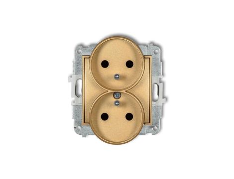 ICON Mechanizm gniazda podwójnego do ramki z uziemieniem 2x(2P+Z) (przesłony torów prądowych) złoty 29IGPR-2zp