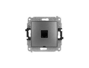 ICON Mechanizm gniazda komputerowego pojedynczego 1xRJ45, kat. 6, 8-stykowy, bez pola opisowego grafitowy 11IGKBO-3