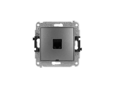 ICON Mechanizm gniazda komputerowego pojedynczego 1xRJ45, kat. 6, 8-stykowy, bez pola opisowego grafitowy 11IGKBO-3