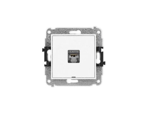 ICON Mechanizm gniazda komputerowego pojedynczego 1xRJ45, kat. 5e, ekranowane, 8-styk, bez pola opisowego biały mat 25IGKBO-1e