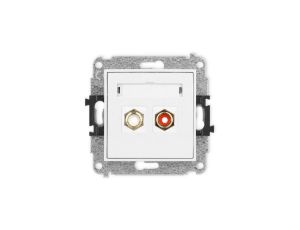 ICON Mechanizm gniazda podwójnego RCA (typu cinch - biały i czerwony, pozłacany) biały IGRCA-2