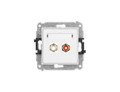 ICON Mechanizm gniazda podwójnego RCA (typu cinch - biały i czerwony, pozłacany) biały IGRCA-2