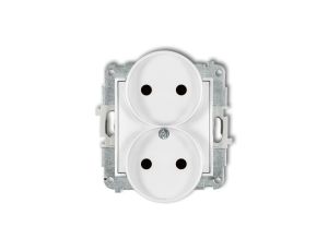 ICON Mechanizm gniazda podwójnego do ramki bez uziemienia 2x2P (przesłony torów prądowych) biały IGPR-2p