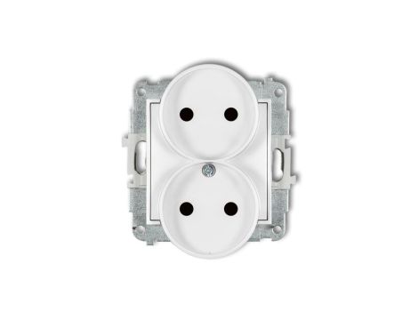 ICON Mechanizm gniazda podwójnego do ramki bez uziemienia 2x2P (przesłony torów prądowych) biały IGPR-2p