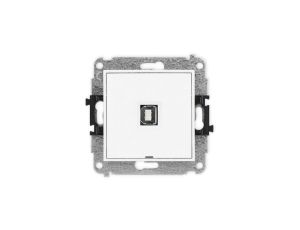ICON Mechanizm gniazda pojedynczego USB A-B 2.0, bez pola opisowego biały IGUSBBO-3