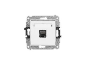ICON Mechanizm gniazda komputerowego pojedynczego 1xRJ45, kat. 8, ekranowane, 8-stykowy biały IGK-11