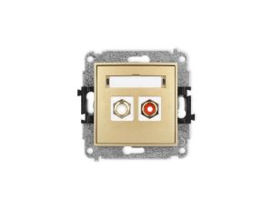 ICON Mechanizm gniazda podwójnego RCA (typu cinch - biały i czerwony, pozłacany) złoty 29IGRCA-2