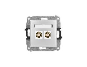 ICON Mechanizm gniazda antenowego podwójnego typu F (SAT) pozłacany srebrny metalik 7IGF-2.1