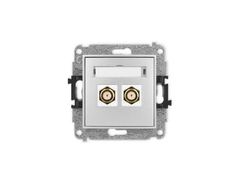 ICON Mechanizm gniazda antenowego podwójnego typu F (SAT) pozłacany srebrny metalik 7IGF-2.1