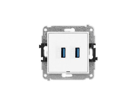 ICON Mechanizm gniazda podwójnego 2xUSB A-A 3.0, bez pola opisowego biały mat 25IGUSBBO-6