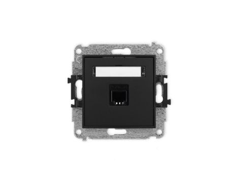 ICON Mechanizm gniazda telefonicznego pojedynczego 1xRJ11, 4-stykowy, beznarzędziowe czarny mat 12IGT-1