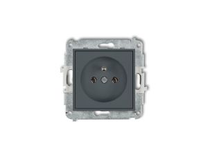 ICON Mechanizm gniazda pojedynczego z uziemieniem 2P+Z (bez przesłon torów prądowych) grafitowy mat 28IGP-1z