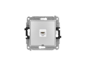 ICON Mechanizm gniazda komputerowego pojedynczego 1xRJ45, kat. 6A, 8-stykowy, bez pola opisowego srebrny metalik 7IGKBO-7