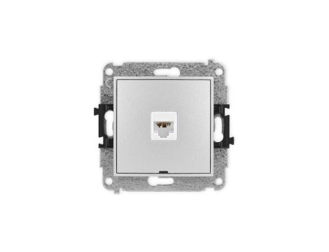 ICON Mechanizm gniazda komputerowego pojedynczego 1xRJ45, kat. 6A, 8-stykowy, bez pola opisowego srebrny metalik 7IGKBO-7