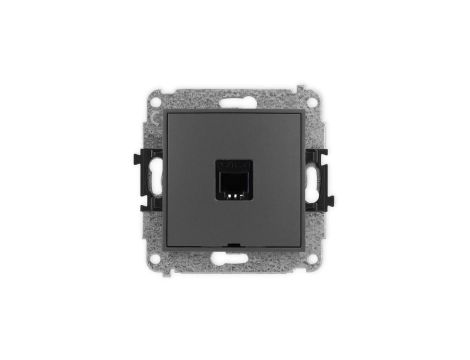 ICON Mechanizm gniazda telefonicznego pojedynczego 1xRJ11, 4-stykowy, beznarzędziowe, bez pola opisowego grafitowy mat 28IGTBO-1