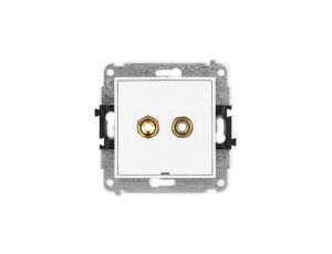 ICON Mechanizm gniazda głośnikowego poj., bez pola opisu (banan - czerwony i czarny, pozłacany, 4 mm2, skręcany) biały IGGBO-4