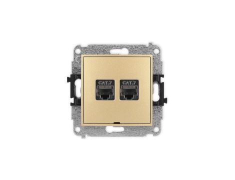 ICON Mechanizm gniazda komputerowego podwójnego 2xRJ45, kat. 7, ekranowane, 8-stykowy, bez pola opisowego złoty 29IGKBO-10