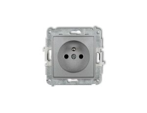 ICON Mechanizm gniazda pojedynczego z uziemieniem 2P+Z (przesłony torów prądowych) srebrny metalik 7IGP-1zp