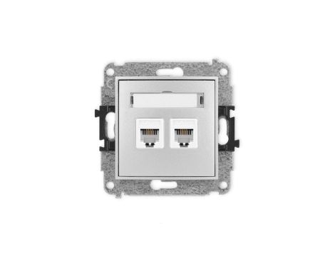 ICON Mechanizm gniazda telefonicznego podwójnego 2xRJ11, 4-stykowy, beznarzędziowe srebrny metalik 7IGT-2