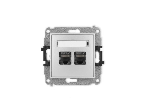 ICON Mechanizm gniazda komputerowego podwójnego 2xRJ45, kat. 7, ekranowane, 8-stykowy srebrny metalik 7IGK-10