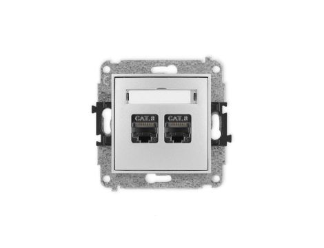 ICON Mechanizm gniazda komputerowego podwójnego 2xRJ45, kat. 8, ekranowane, 8-stykowy srebrny metalik 7IGK-12