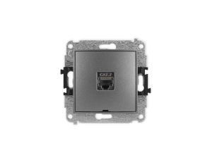 ICON Mechanizm gniazda komputerowego pojedynczego 1xRJ45, kat. 7, ekranowane, 8-stykowy, bez pola opisowego grafitowy 11IGKBO-9