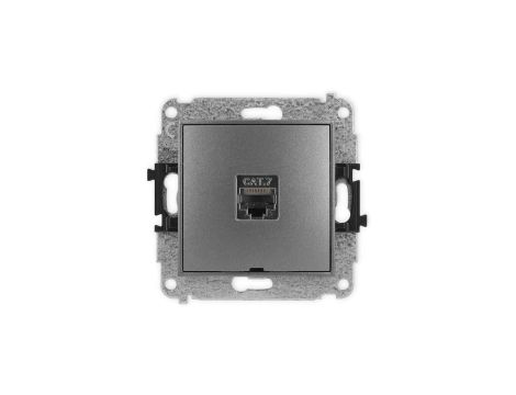 ICON Mechanizm gniazda komputerowego pojedynczego 1xRJ45, kat. 7, ekranowane, 8-stykowy, bez pola opisowego grafitowy 11IGKBO-9
