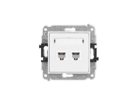 ICON Mechanizm gniazda telefonicznego podwójnego 2xRJ11, 4-stykowy, beznarzędziowe biały mat 25IGT-2