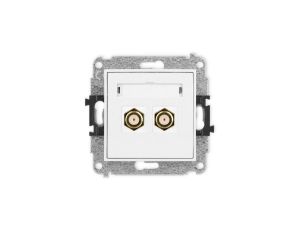 ICON Mechanizm gniazda antenowego podwójnego typu F (SAT) pozłacany biały mat 25IGF-2.1