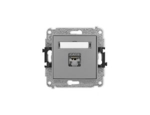ICON Mechanizm gniazda komputerowego pojedynczego 1xRJ45, kat. 6, ekranowane, 8-stykowy szary mat 27IGK-5