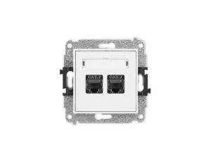 ICON Mechanizm gniazda komputerowego podwójnego 2xRJ45, kat. 7, ekranowane, 8-stykowy biały IGK-10